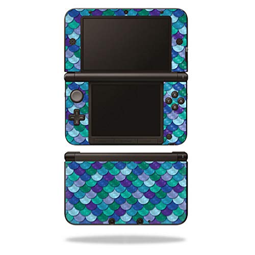 MightySkins Carbon Fiber Skin for Nintendo 3DS XL Original (2012-2014) - Blue Scales | Protective, Durable Textured Carbon Fiber Finish | Easy to Apply, Remove, and Change Styles | Made in The USA