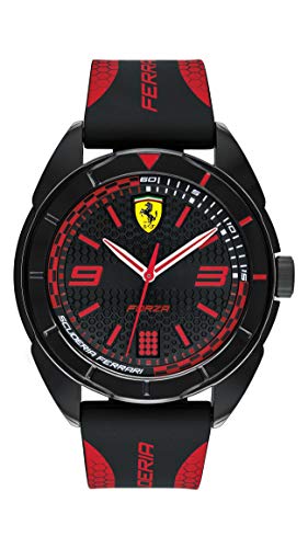 Ferrari Forza, Quartz Plastic and Silicone Strap Casual Watch, Black with Red Detail, Men, 830515