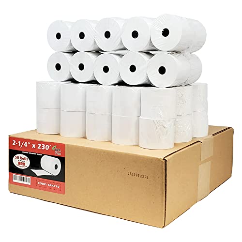(48 Gsm Paper Thickness) 2 1/4 x 230ft 1-Ply Thermal Paper [50 Rolls] BPA Free Cash Register Tape Sharp 01PU, 01PU, ER-A520, ER-A530, UP-700, XE-A201, XE-A202, XE-A302 CBM262, CBM270