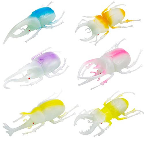 Hiawbon Beetle Figurine Fake Beetle Model Plastic Beetle Figure Simulated Animal Figurine Models,Set of 6