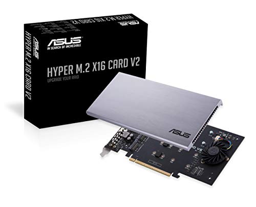 ASUS Hyper M.2 X16 PCIe 3.0 X4 Expansion Card V2 Supports 4 NVMe M.2 (2242/2260/2280/22110) Upto 128 Gbps for Intel VROC and AMD Ryzen Threadripper NVMe Raid