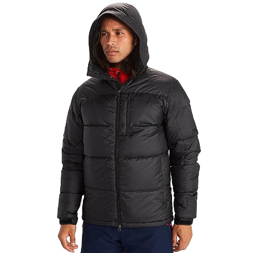 MARMOT Men’s Guides Hoody Jacket | Down-Insulated, Water-Resistant, Lightweight, Jet Black, Large