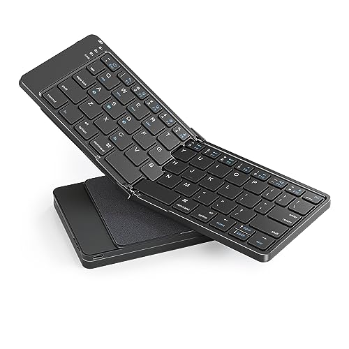 Rovinda Foldable Bluetooth Keyboard, Portable Wireless Folding Keyboard (BT5.1 x 3), Pocket-Sized & Ultra-Slim, USB-C Rechargeable for iOS, Android, Windows Mac OS Laptop Tablet Smartphone, Black