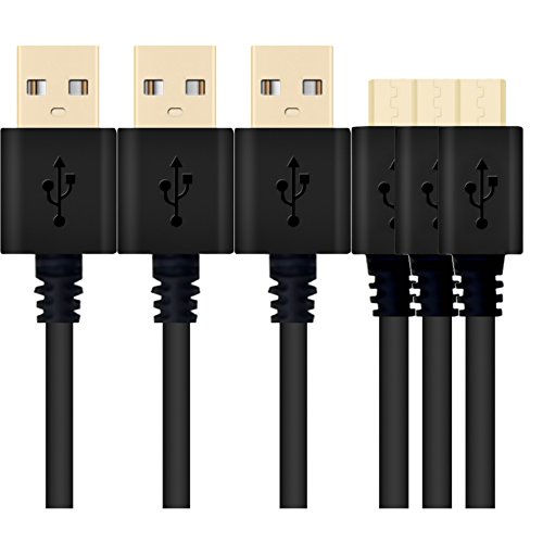 iEugen 3Pcs Pack 3.3ft PS4 Controller Charger Charging Cable, Data Sync Cord (Black)