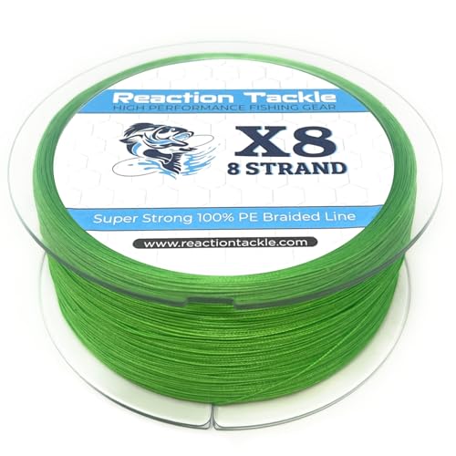 Reaction Tackle Braided Fishing Line - 8 Strand Hi Vis Green 25LB 150yd