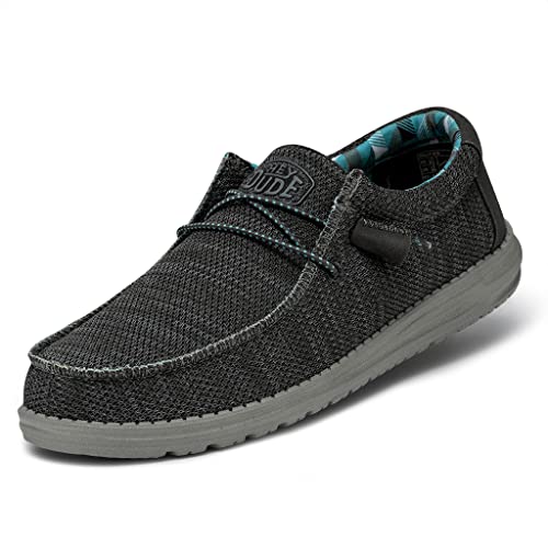 Hey Dude Men's Wally Sox Charcoal Size 10 | Men’s Shoes | Men's Lace Up Loafers | Comfortable & Light-Weight