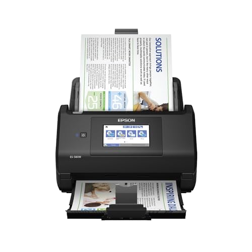 Epson Workforce ES-580W Wireless Color Duplex Desktop Document Scanner for PC and Mac with 100-sheet Auto Document Feeder (ADF) and Intuitive 4.3' Touchscreen