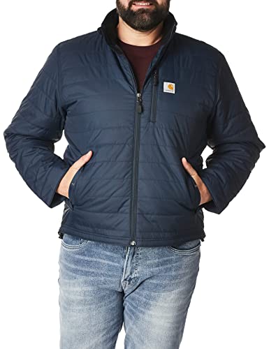 Carhartt mens Rain Defender Relaxed Fit Lightweight Insulated Jacket Work Utility Outerwear, Navy, Large US