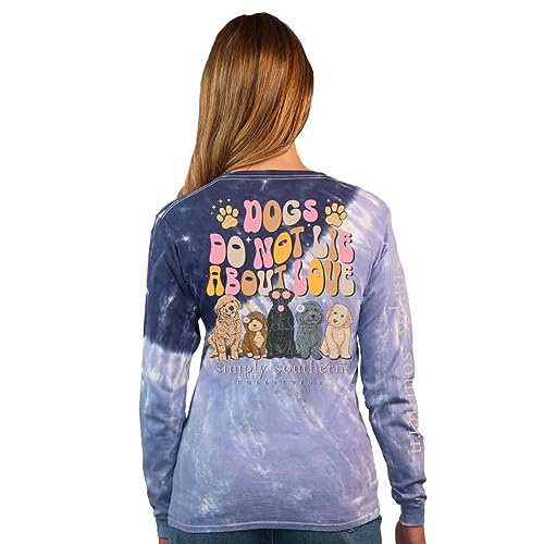 Simply Southern | Dogs Do Not Lie About Love | Preppy and Stylish Women’s Glacier Relaxed-Fit Large Long Sleeve T-Shirt