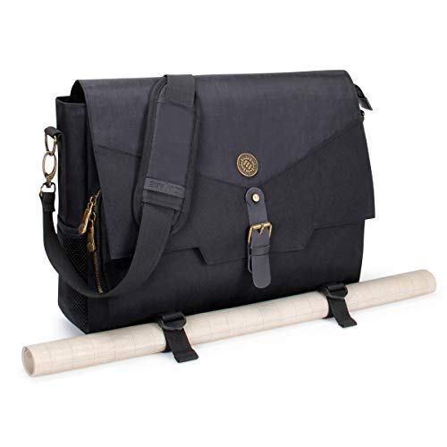 ENHANCE Tabletop DnD Bag - RPG Player's Essentials Dungeons and Dragons Messenger Bag Fits 2-4 Books, Binders, Dice & Accessories, with 17 inch Laptop Compartment and Battlemap Carrying Straps (Black)