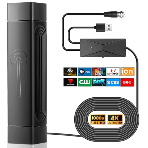 JOKKLOKK TV Antenna-TV Antenna Indoor,Digital TV Antenna for Smart TV with Signal Booster, 400+ Miles Long Range HD TV Antenna Support All TV with 4K 1080p All Television Indoor and Outdoor