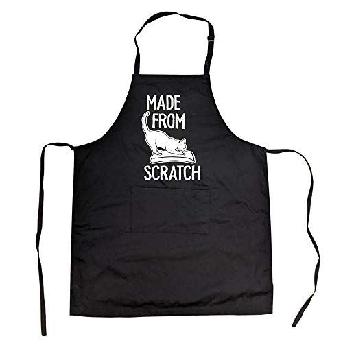 Crazy Dog T-Shirts Cookout Apron Made From Scratch Baking Smock Funny Pet Cat Lover Apron (Black) - Black; One size