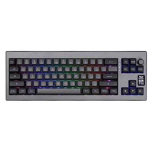 EPOMAKER Shadow-X Gasket Mechanical Keyboard, Hot Swappable 2.4ghz/Bluetooth/USB-C Wired Wireless Gaming Keyboard, with Screen, 3000mAh Battery, Poron Foam, Silicon Pad, NKRO, RGB for Gaming/Office