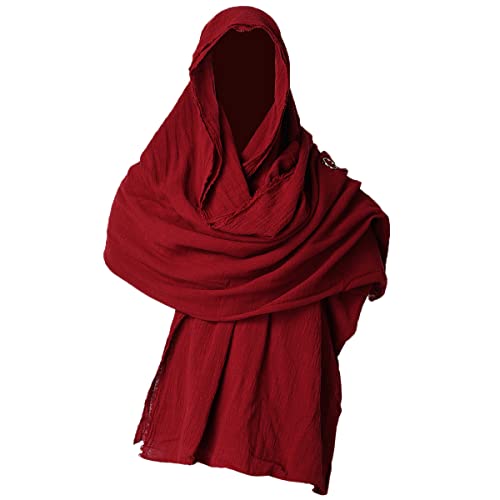 GRACEART Post Apocalyptic Shawl Hood Scarf Shaman Cowl Medieval Costume Sash Dark Red
