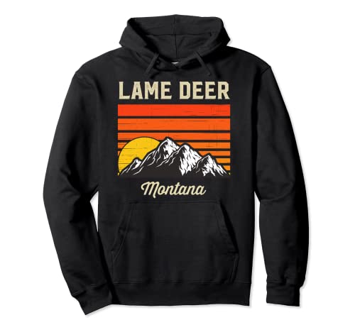 Lame Deer Montana Hometown City State Retro USA Pullover Hoodie