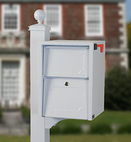dVault Weekend Away Vault DVJR0060 Locking Mailbox with Side Mount In Ground Post Included (White)