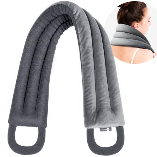 AiricePac Microwave Heating pad for Neck and Shoulders Back 33 * 5' microwavable Moist Heat Pack Warm hot Compress Neck wrap Weighted Rice Bean Bag Reusable Herbal Nature Calming Portable Grey