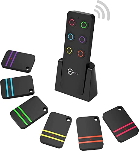 Esky Key Finder - Wallet Tracker, Key Finders & Trackers with 80dB Noise Sound and 6 Receivers - Wallet Finder and Item Locator for Finding Key, Remote, Wallet and Passport, Batteries Included-Black