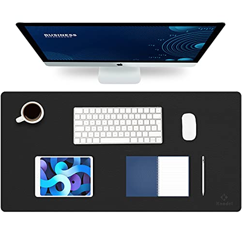 K KNODEL Mouse Pad, Waterproof Desk Mat for Desktop, Leather Desk Pad for Keyboard and Mouse, Desk Pad Protector for Office and Home (Black, 31.5' x 15.7')
