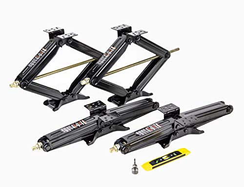 ROCKMAN RV Camper Trailer Stabilizer Leveling Scissor Jacks w/Socket & Level 24' 7500lbs Set 4