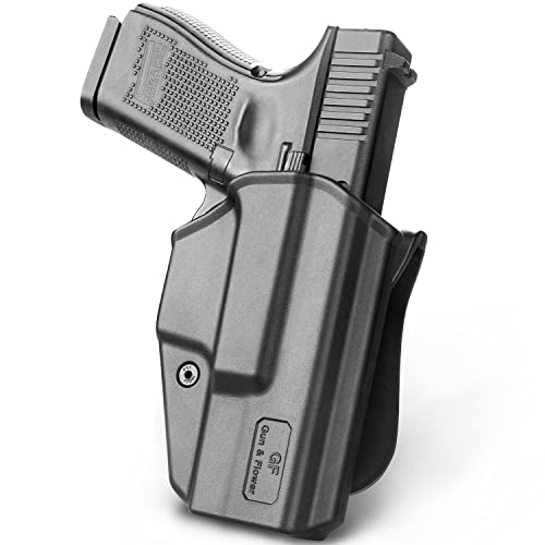 G19 Holster, OWB Holster Compatible with Glock 19 19X 32 45(Gen 3 4 5)丨Glock 23(Gen 3 4). Outside Waistband Carry Holster with Level I Retention, 360 Degrees Adjustable Soft Silicon Paddle-Right Hand