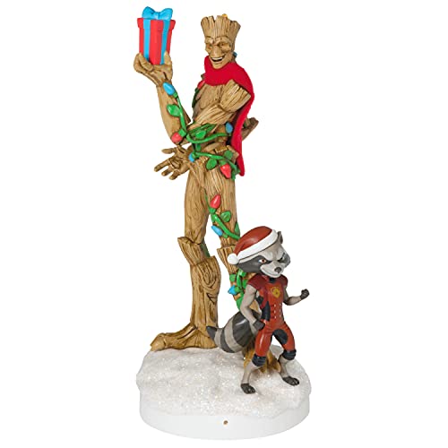 Hallmark Keepsake Christmas Ornament 2021, Marvel Guardians of The Galaxy Rocket Raccoon and Groot Peekbuster, Motion-Activated Sound