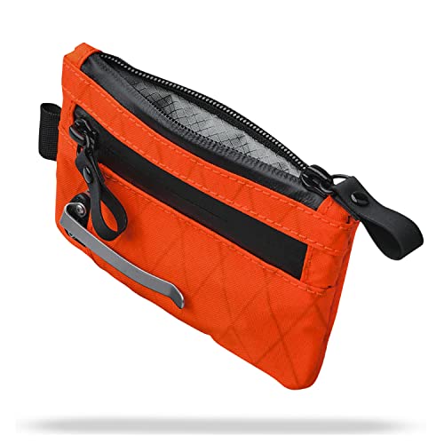 ALPAKA Zip Pouch Pro - Minimalist Zipper Wallet Orange - with RFID Blocking | ID Card Holder Wallet with Zipper for Men with Multi-tool Slot, 5.11” x 3.34”