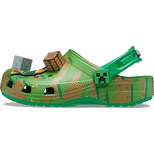 Crocs Classic Minecraft Clogs, Multi Green, 5 US Unisex Big Kid