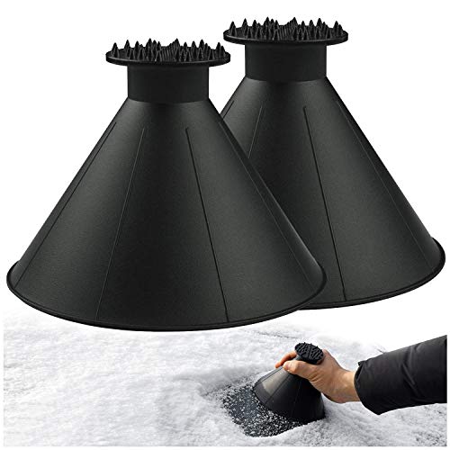 Magical Ice Scrapers for Car Windshield - 2 Pack Cone Magic Car Ice Scraper with Funnel, Round Snow Scraper