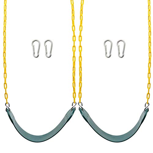 Sunnyglade 2PCS Swings Seats Heavy Duty with 66' Chain, Playground Swing Set Accessories Replacement with Snap Hooks, Support 250lb (Green)