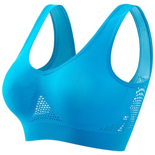 Todays Daily Deals Clearance Todays Daily Deals, Breathable Cool Liftup Air Bra, 2024 New Large Size Air Bra Breathable and Comfortable Mesh Sports Bra for Womens Sky Blue 5X-Large