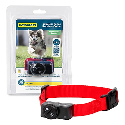 PetSafe Wireless Pet Fence Containment System Receiver Collar Only for Dogs and Cats Over 8 lbs., Waterproof with Tone and Static Correction - from The Parent Company of Invisible Fence Brand