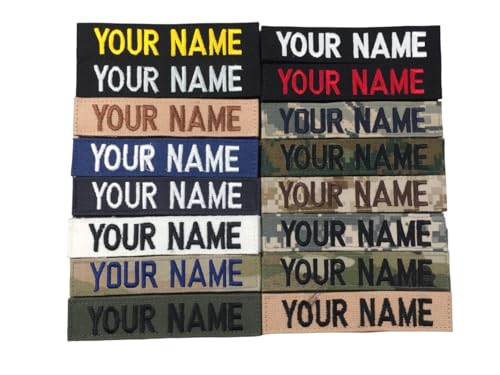 Custom Uniform Embroidered Military Name Tape, Army Air Force Marine Police Military Name Patches, Sew-on or with Fastener (Black, with Fastener)