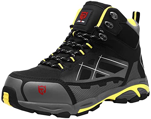 LARNMERN Steel Toe Boots,Mens Work Safety Outdoor Protection Footwear Industrial and Construction Boots Black Size: 9