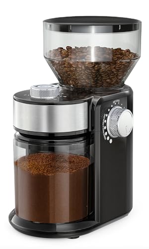 Electric Burr Mill Coffee Grinder with 18 Precise Grind Settings for Espresso, Drip and French Press - Adjustable Burr Grinder in Black