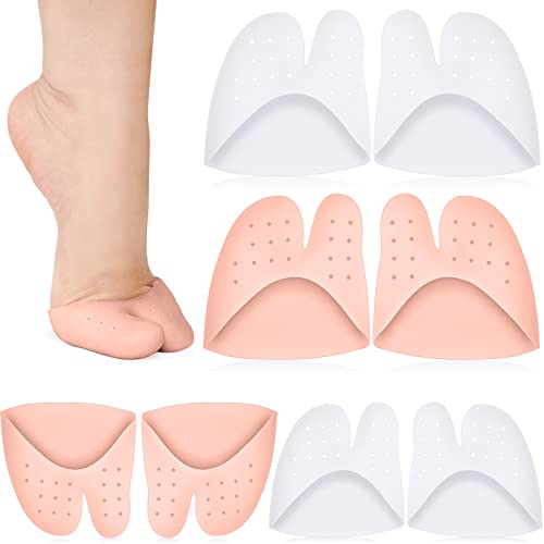 4 Pairs Toe Protectors with Metatarsal Pads Soft Toe Covers Silicone Toe Sleeves Comfortable Toe Cushion for Heels Big Toe Protection from Calluses and Blisters for Men Women (White, Nude)