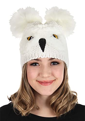Harry Potter Hedwig Owl Pom Knit Beanie Hat for Adults Standard White