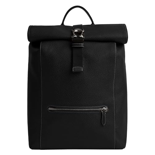 Coach Beck Roll Top Backpack in Pebble Leather, Black