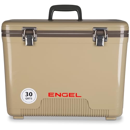 Engel UC30 30qt Leak-Proof, Air Tight, Drybox Cooler and Hard Shell Lunchbox for Men and Women in Tan