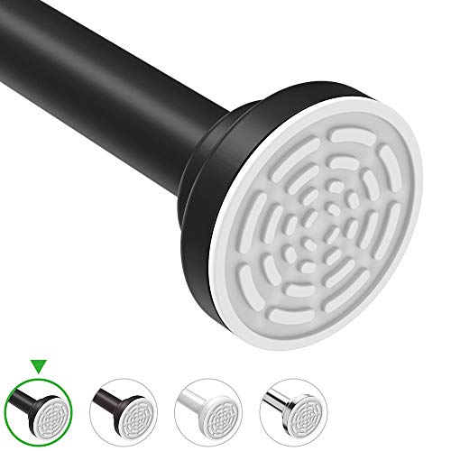 Ausemku Spring Tension Shower Curtain Rod - Never Rust, Non-Slip 40-72 Inch Stainless Steel for Bathroom and Kitchen Use - No Drilling (Black)