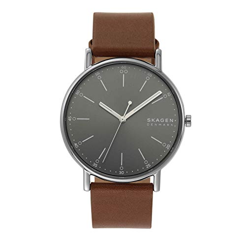 Skagen Men's Signatur Three-Hand Brown Leather Band Watch (Model: SKW6578)