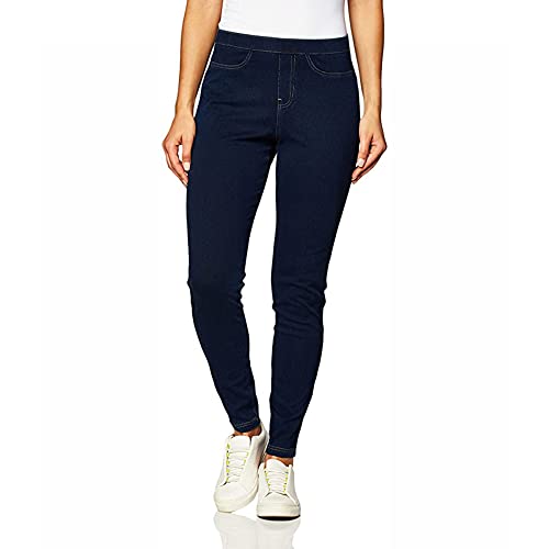 No nonsense Classic Leggings-Jeggings for Women with Real Back Pockets, High Waisted Stretch Jeans, Dark Denim, X-Large