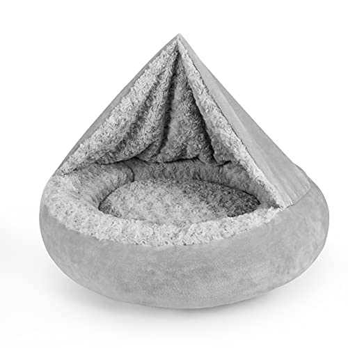 JOEJOY Dog Beds for Small Medium Dogs, Cozy Cuddler Luxury Puppy Pet Bed with Blanket Attached, Donut Round Calming Anti-Anxiety Dog Burrow Cave Bed - Anti-Slip Bottom and Machine Washable 26 inch