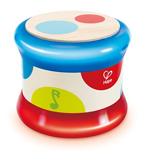 Hape Baby Drum | Colorful Rolling Drum Musical Instrument Toy For Toddlers, Rhythm & Sound Learning, Battery Powered (E0333), L: 5.9, W: 5.9, H: 5 inch