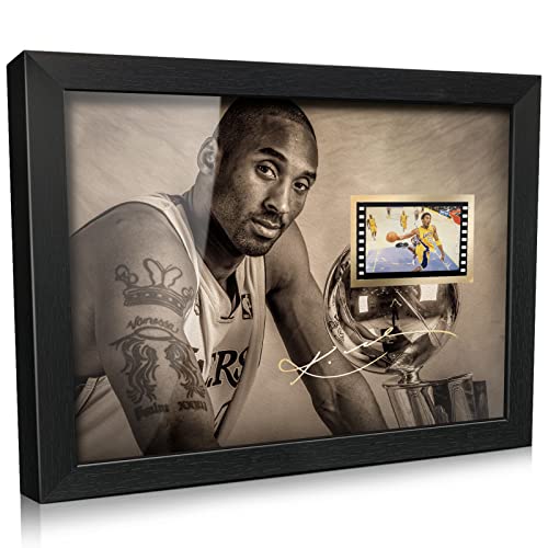 ORIMAMI Sport Superstar Kobe Bryant Poster Desktop Framed Photo Gift 8x6 Inches,with Signed and 1x35mm Film Mini Cell Display,Great Memorabilia Gift for Basketball Enthusiasts/Kobe Fans