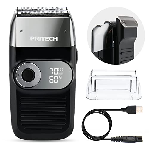 PRITECH Electric Foil and Bald Shavers 2 in 1 Double Shaver for Men Blade and Popup Beard Trimmer with Rechargeable 2 Head 3 Adjustable Speeds Men's Beard Shaver by Pritech
