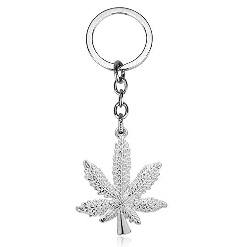 Yooce 420 Leaf Keychain Key Ring Keyring Silver
