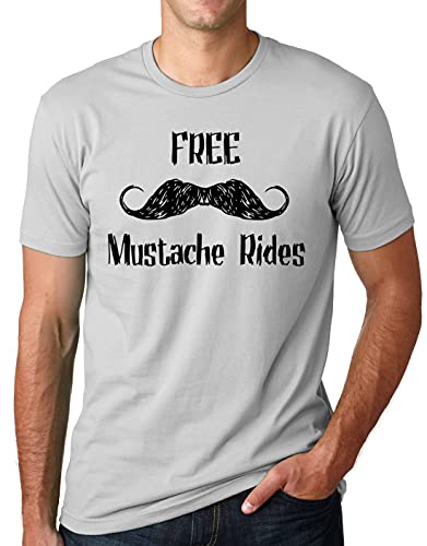Mustache Rides Funny T-Shirt Gray 2XL