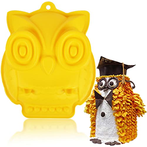 SIQINZONGWA Owl Silicone Cake Molds, Large Size Owl Cake Pan for Baking Baby Shower Kids Birthday Wedding Graduate Party Supplies