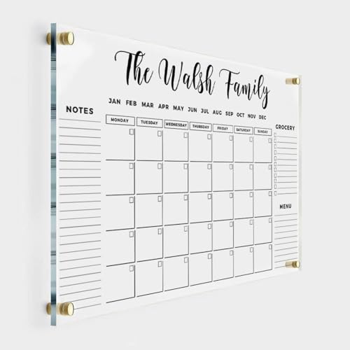 Large Personalized Acrylic Wall Calendar - Personalized Calendar 2024 Dry Erase Calendar Family Calendar Monthly and Weekly Board Family Planner (28'x20', Standard Package)